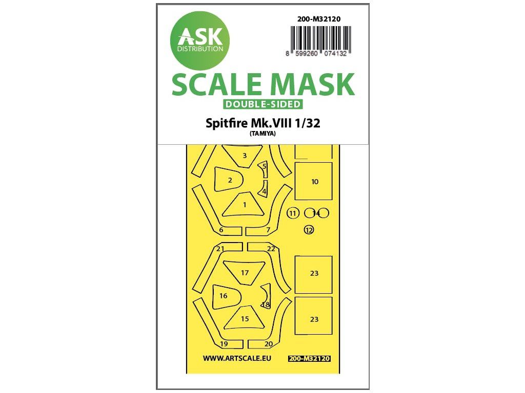 1:32 Spitfire Mk.VIII double-sided express fit mask for Tamiya