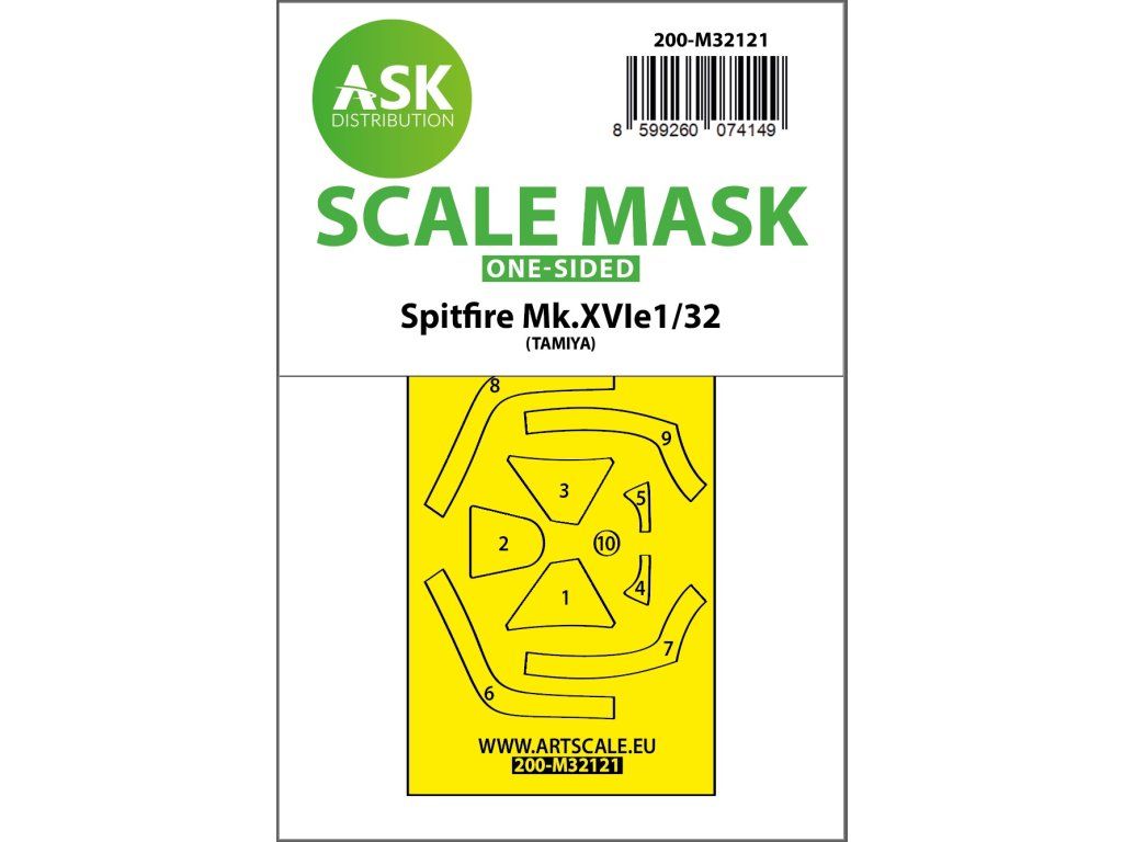 1:32 Spitfire Mk.XVIe one-sided express fit mask for Tamiya