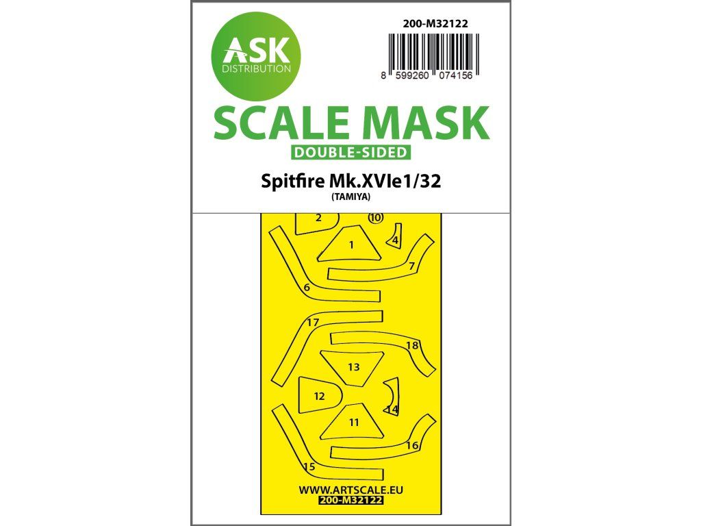 1:32 Spitfire Mk.XVIe double-sided express fit mask for Tamiya
