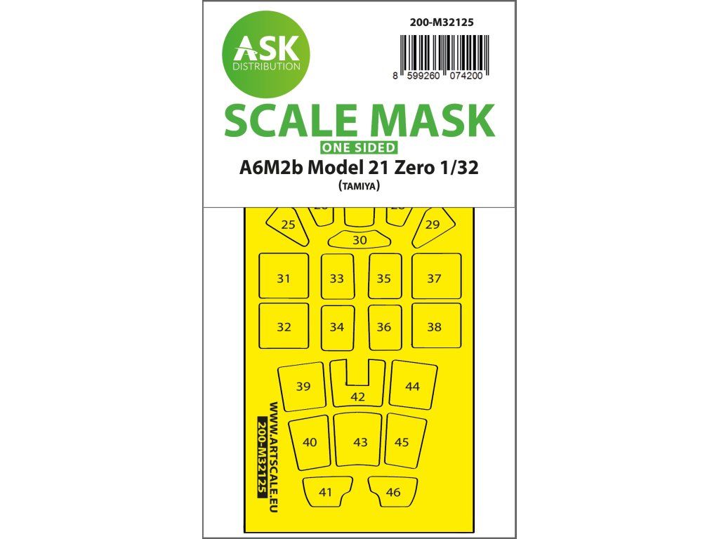 1:32 A6M2b Model 21 Zero one-sided express fit mask for Tamiya