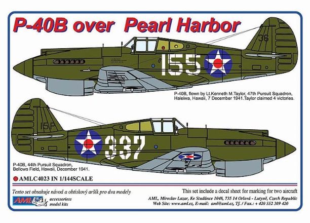 1:144 Curtiss P-40 B over Pearl Harbor (2 schemes)