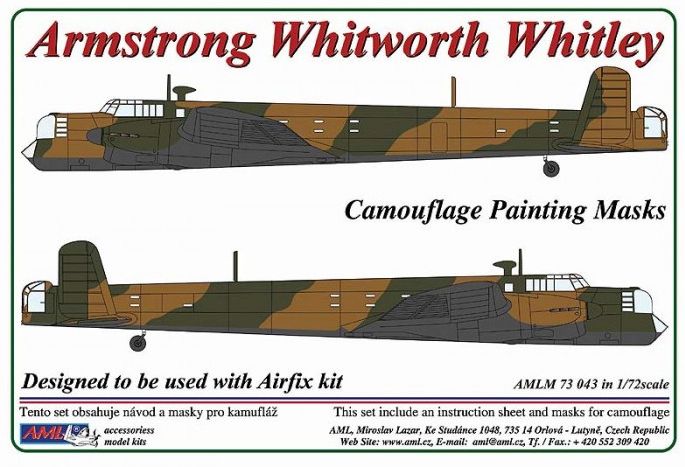 1:72 Armstrog Whittwort Whitley Mk.V - Camouflage Painting Masks (for Airfix Kits)
