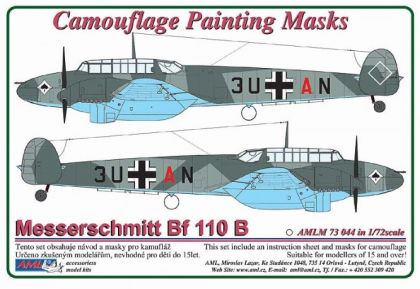 1:72 Messerschmitt Bf-110 B - Camouflage Painting Masks (for Eduard Kits)