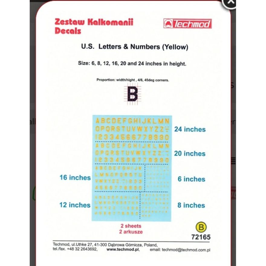 1:72 Us Letters - Numbers /Yellow/