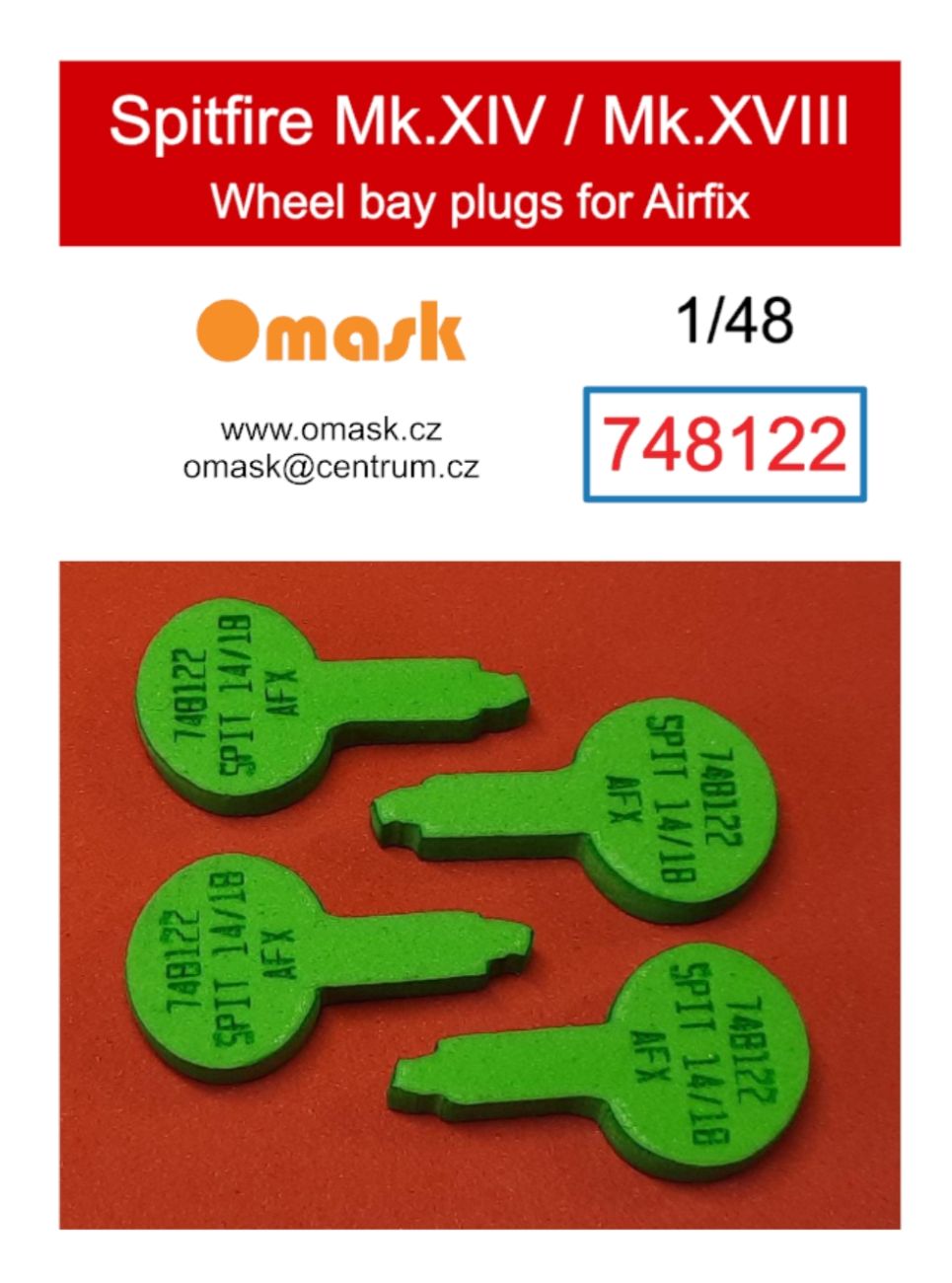 1:48 Spitfire Mk.XIV/Mk.XVIII wheel bay plugs (for Airfix)