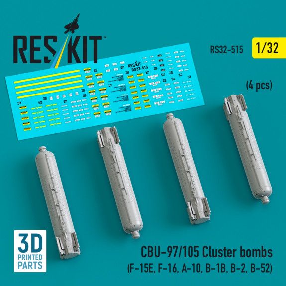 1:32 CBU-97/105 cluster bombs (4 pcs) (F-15E, F-16, A-10, B-1B, B-2, B-52)