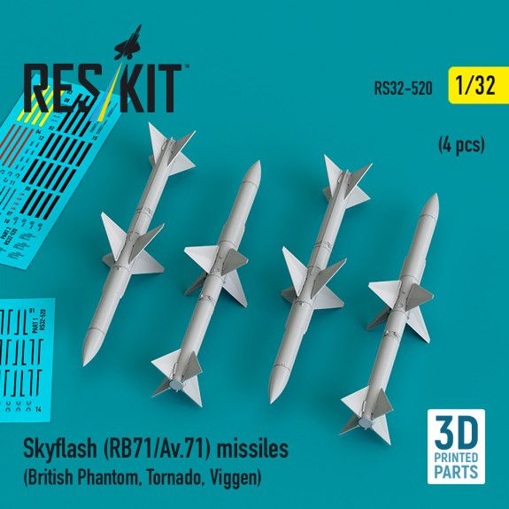 1:32 Skyflash (RB71/Av.71) missiles (4 pcs) (British Phantom, Tornado, Viggen) 