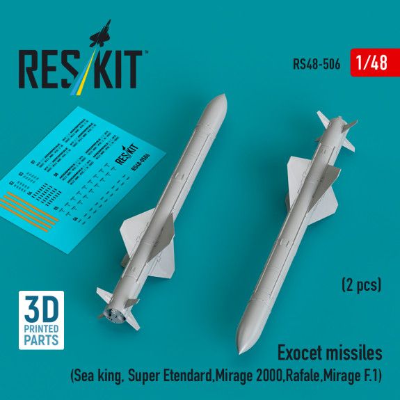 1:48 Exocet missiles (2 pcs) (Sea King, Super Etendard, Mirage 2000, Rafale, Mirage F.1)