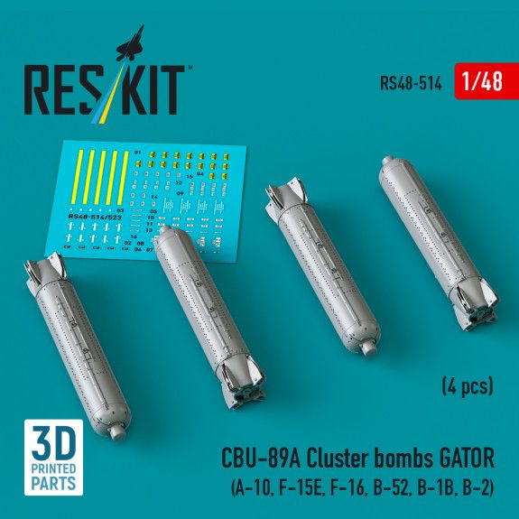 1:48 CBU-89A cluster bombs GATOR (4 pcs) (A-10, F-15E, F-16, B-52, B-1B, B-2)