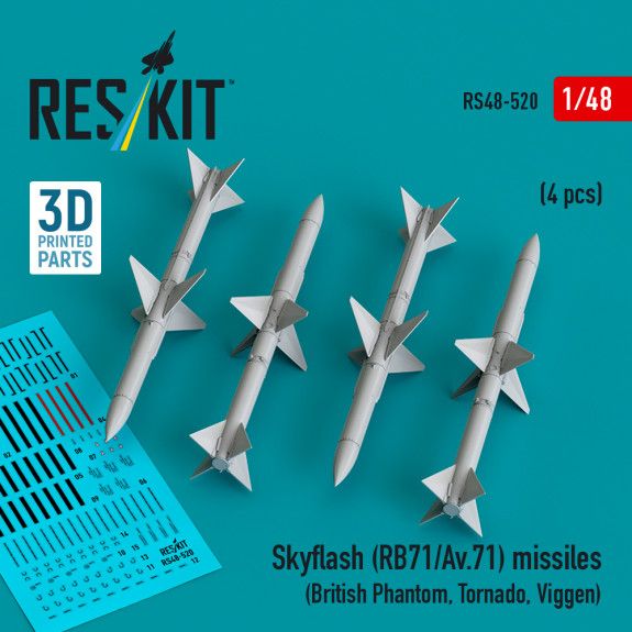 1:48 Skyflash (RB71/Av.71) missiles (4 pcs) (British Phantom, Tornado, Viggen)