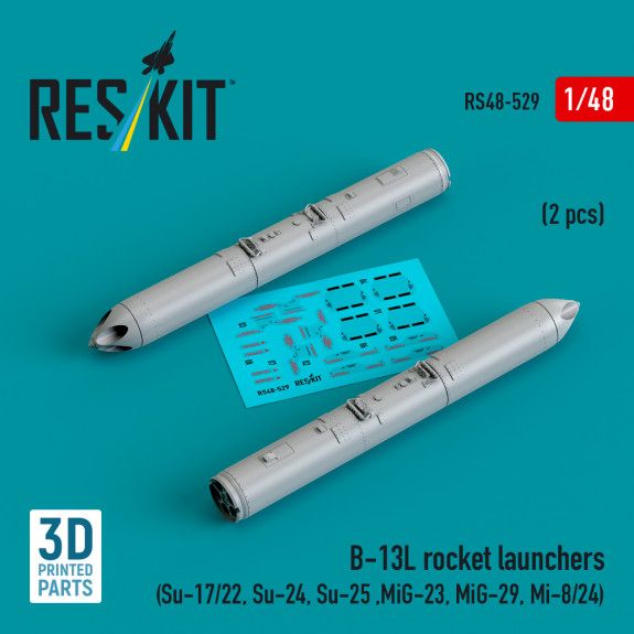 1:48 B-13L rocket launchers (2 pcs) (Su-17/22, Su-24, Su-25 ,MiG-23, MiG-29, Mi-8/24)