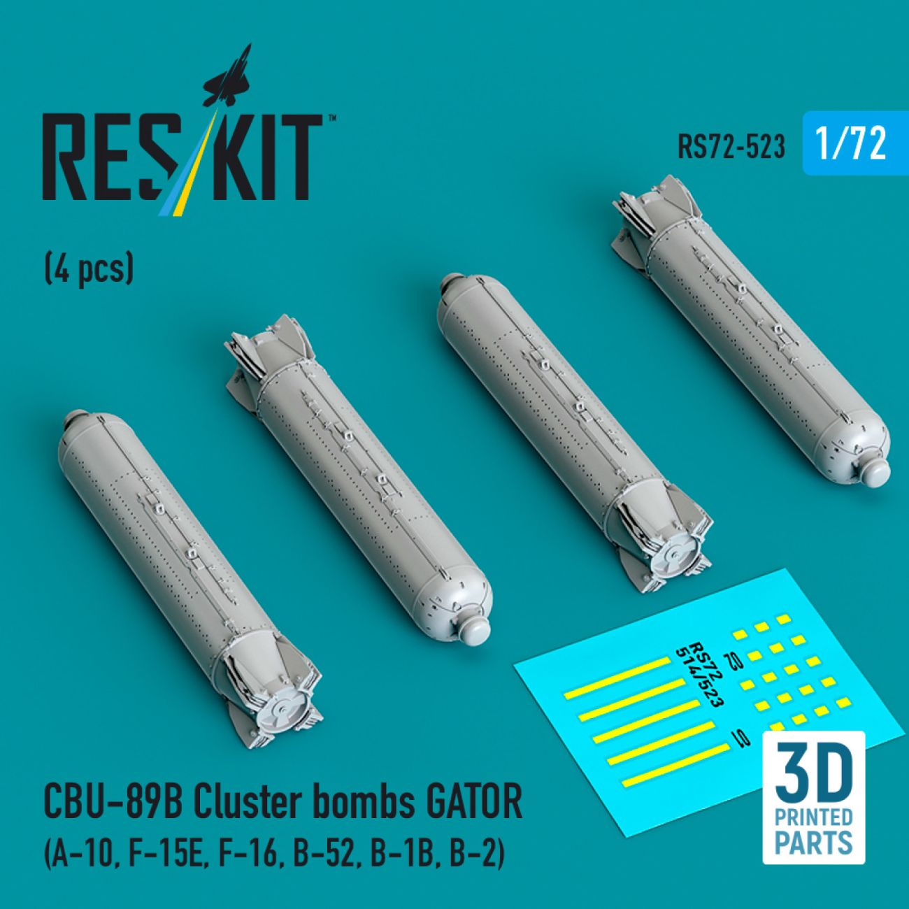 1:72 CBU-89B cluster bombs GATOR (4 pcs) A-10, F-15E, F-16, B-52, B-1B, B-2