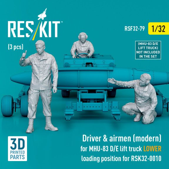 1:32 Driver & airmen (modern) (3 pcs) (MHU-83 D/E lift truck LOWER loading position for RSK32-0010)