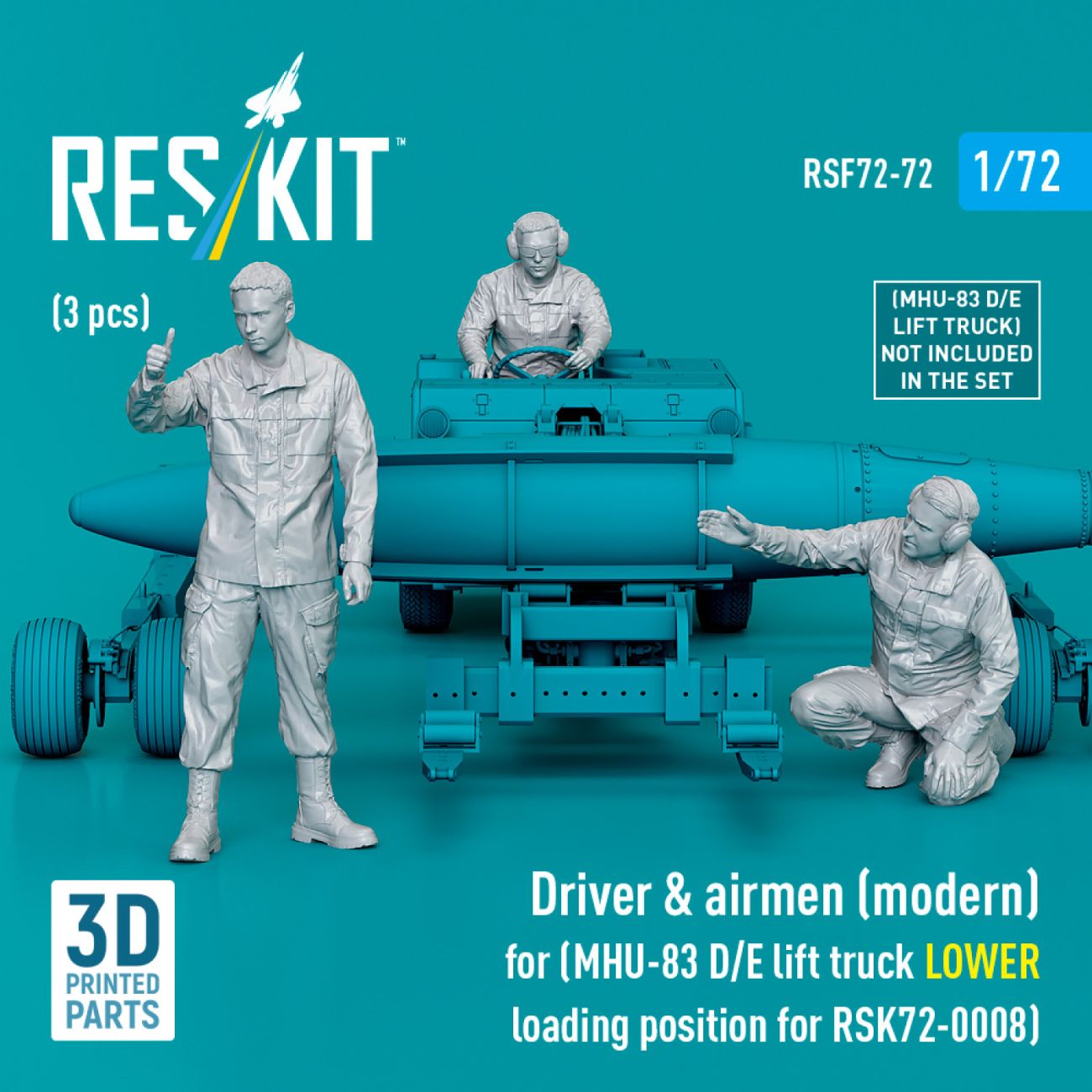 1:72 Driver & airmen (modern) (3 pcs) (MHU-83 D/E lift truck LOWER loading position for RSK72-0008)