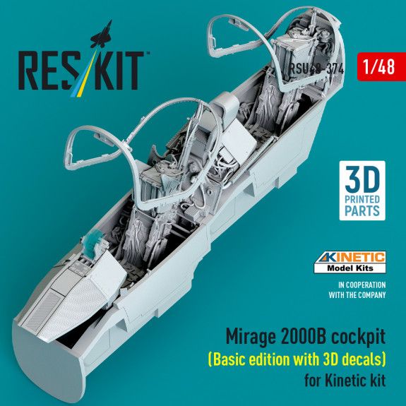 1:48 Mirage 2000B cockpit (Basic edition with 3D decals) for Kinetic