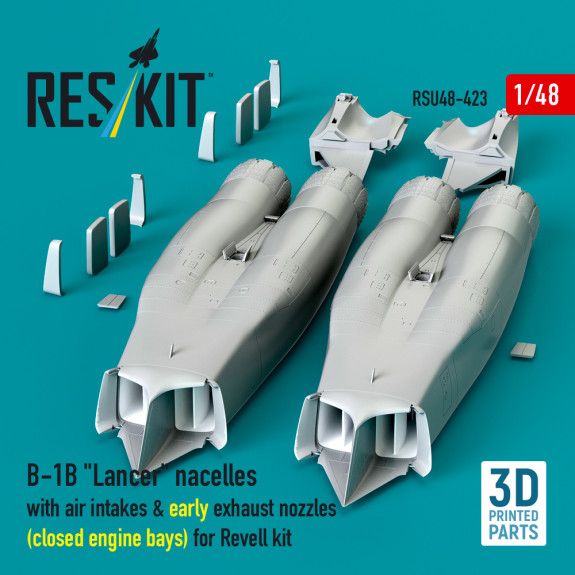 1:48 B-1B Lancer nacelles with air intakes & early exhaust nozzles (сlosed engine bays) for Revell