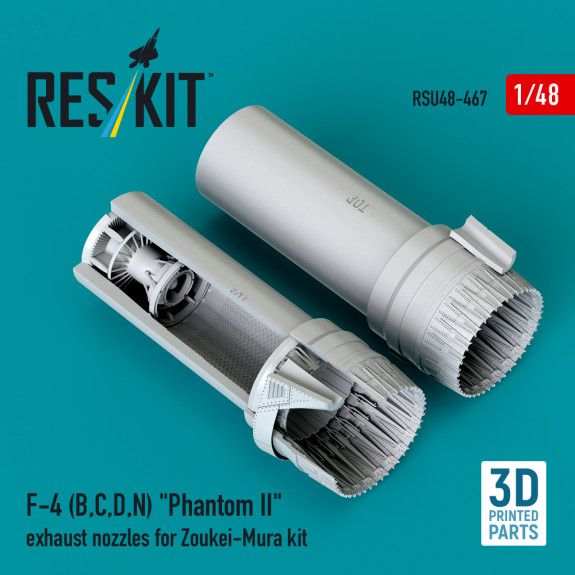 1:48 F-4 (B, C, D, N) Phantom II exhaust nozzles for Zoukei-Mura