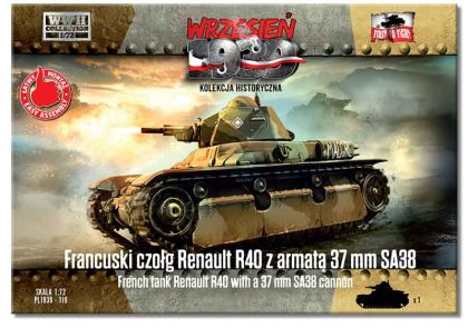 1:72 French Renault R40 tank with SA38 gun