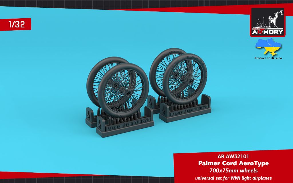 1:32 Palmer Cord Aero Type 700x75mm wheels (4pcs)