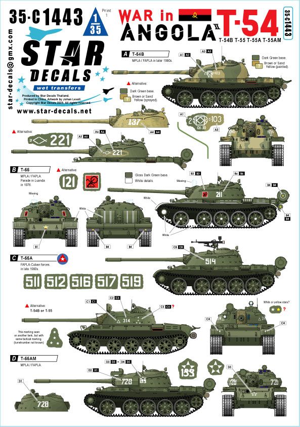 1:35 War in Angola # 2. T-54/T-55. MPLA/FAPLA and Cuban Forces in 1970-80s.