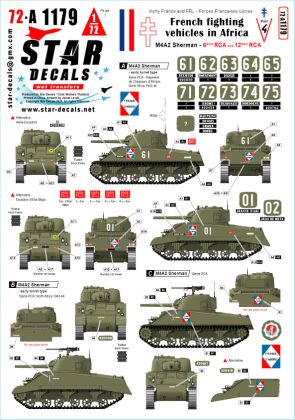 1:72 French M4A2 Sherman. French fighting vehicles in Africa # 4. 6eme RCA, 12eme RCA.
