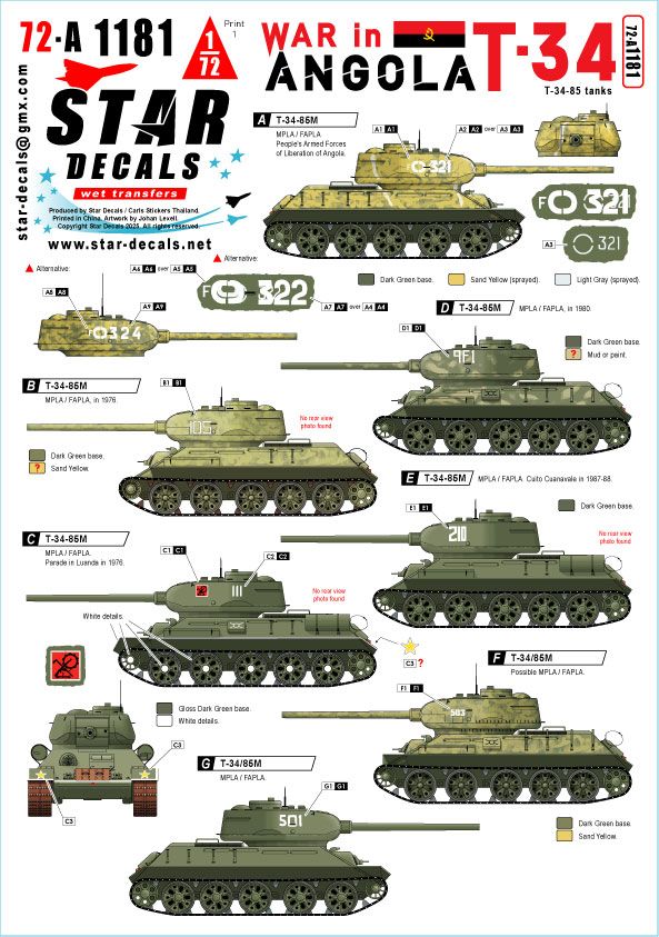 1:72 War in Angola # 1. T-34/85. MPLA/FAPLA in 1970-80s.