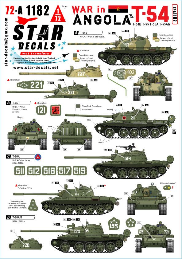 1:72 War in Angola # 2. T-54/T-55. MPLA/FAPLA and Cuban Forces in 1970-80s.