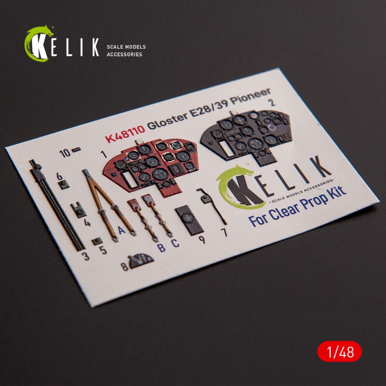 1:48 Gloster E28/39 Pioneer - interior 3D decals for ClearProp kit 