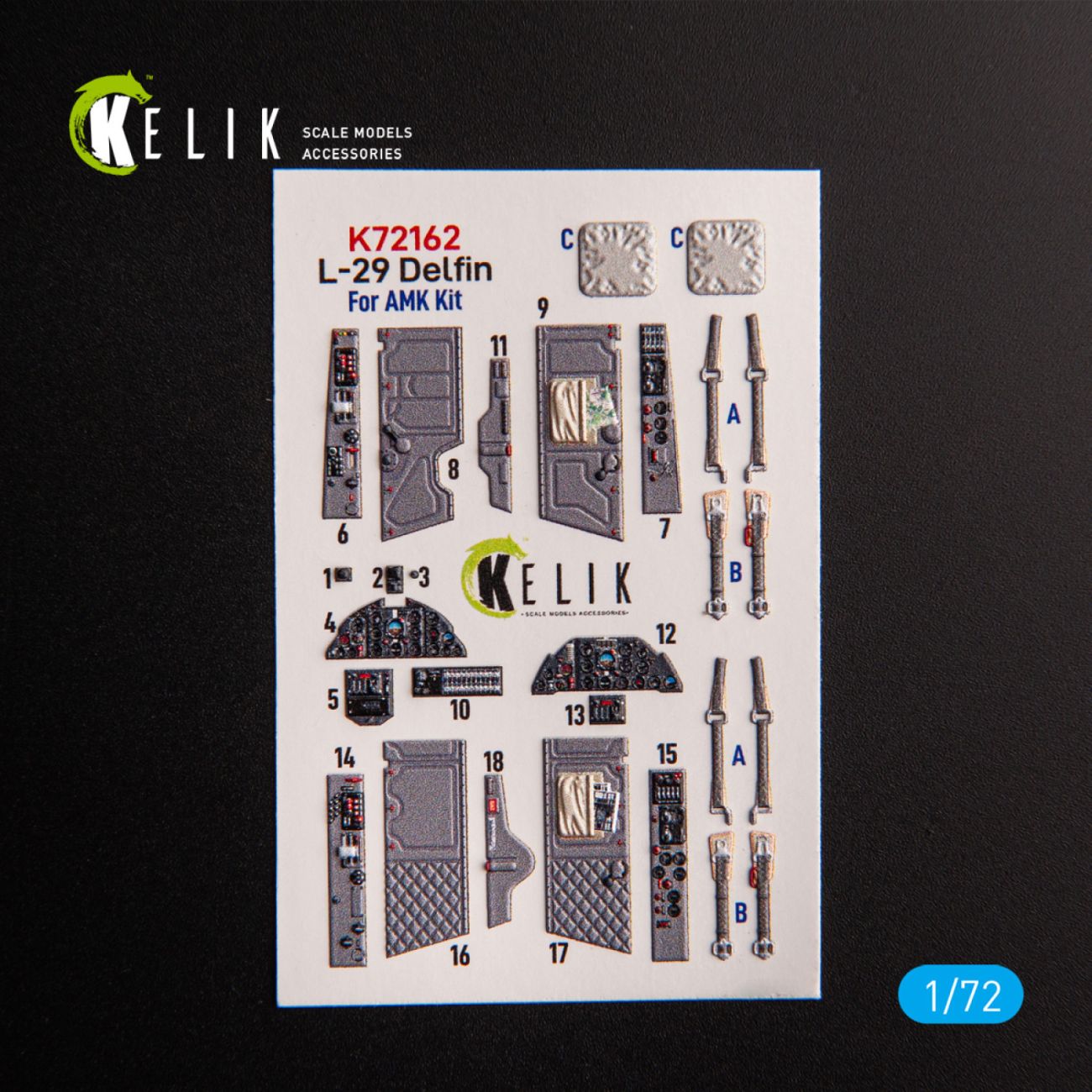 1:72 L-29 Delfin - interior 3D decals for AMK kit
