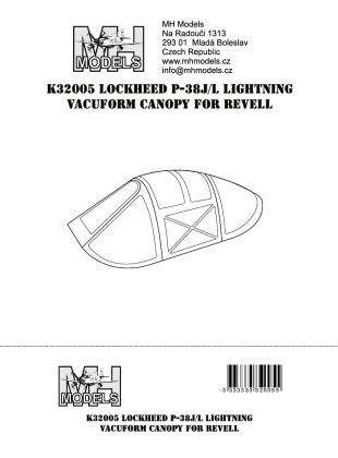 1:32 Lockheed P-38J-L vacuform canopy for Revell