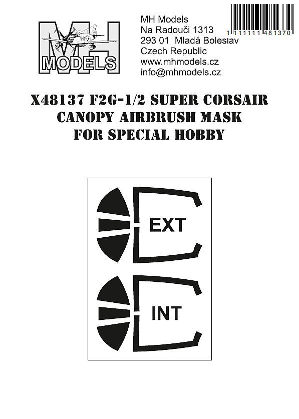 1:48 F2G-1/2 Super Corsair canopy airbrush mask for Special Hobby