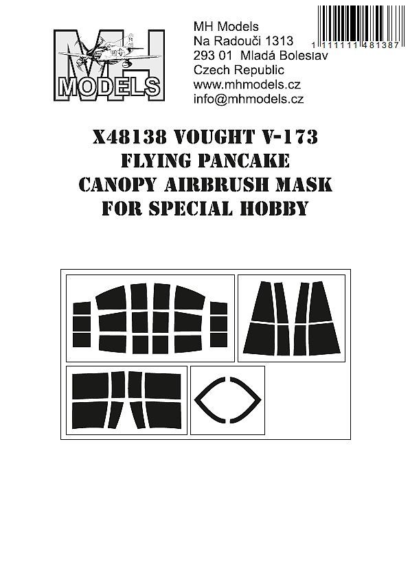 1:48 Vought V-173 Flying Pancake canopy airbrush mask for Special Hobby