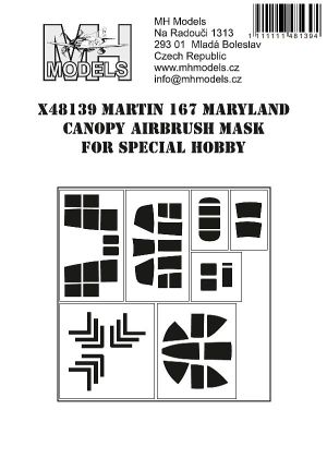 1:48 Martin 167 Maryland canopy airbrush mask for Special Hobby