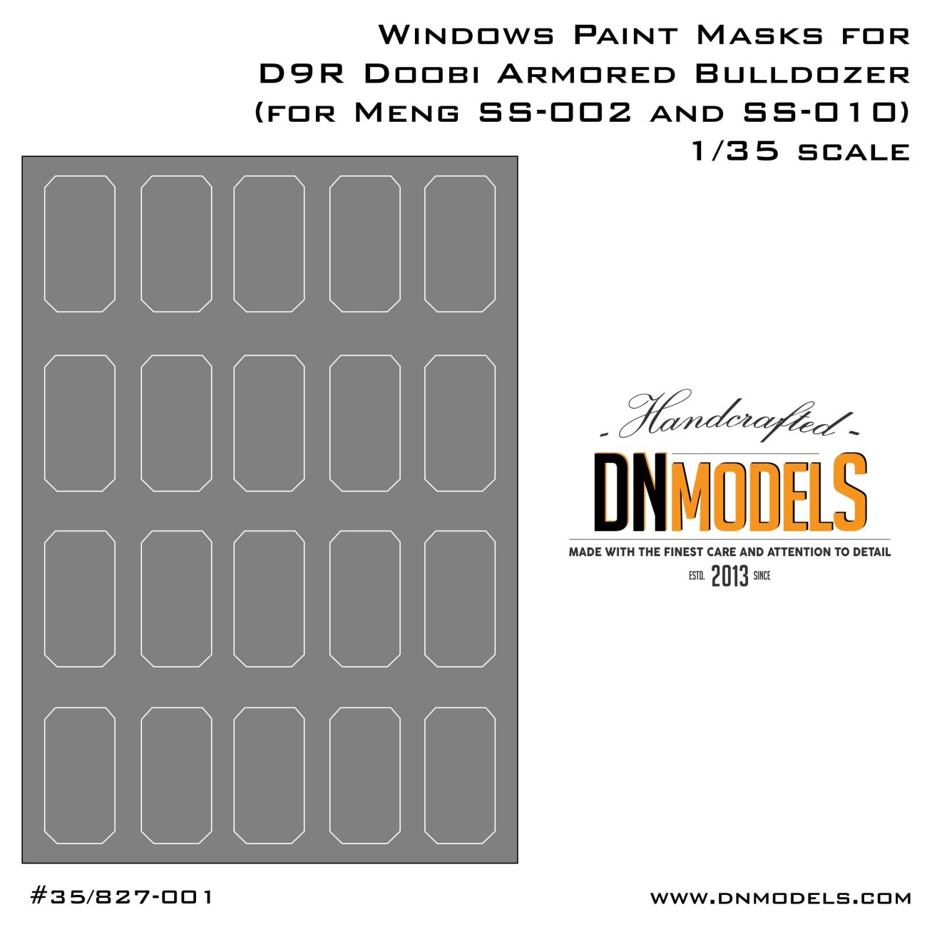 1:35 Window Paint Masks for MENG D9R Doobi armored bulldozer