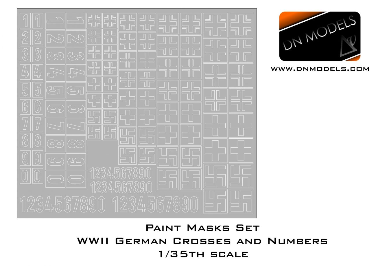 1:35 Paint Masks Set WWII German Crosses And Numbers Stencils Early And Late