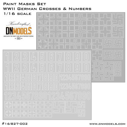 1:16 Paint Masks Set WWII German Crosses And Numbers Stencils - Early And Late
