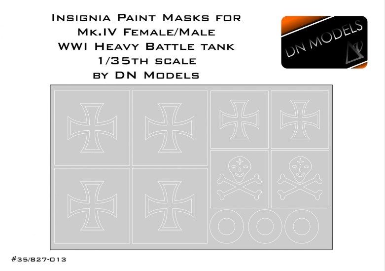 1:35 Paint Masks For Beutepanzer Markings WW I Male/Female Mk.IV