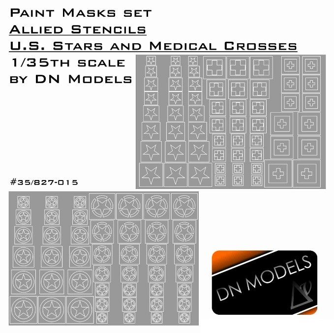 1:35 Paint Masks WW II Allied US Stars And Medical Crosses Stencil For Vehicles And Tanks