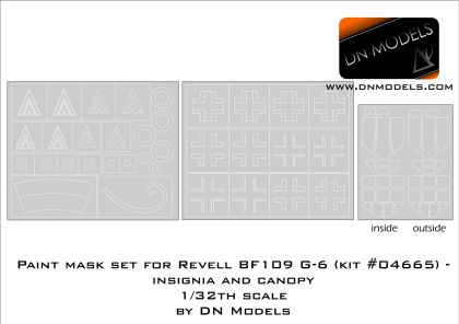 1:32 Paint Masks For Revell Bf109 G-6 (#04665) Me109 Insignia And Canopy