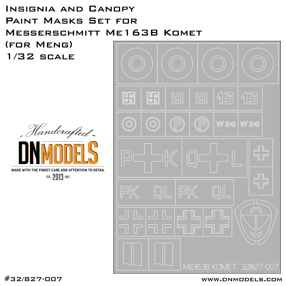 1:32 Paint Masks for Meng Me-163B Komet (QS-001) Insignia and Canopy