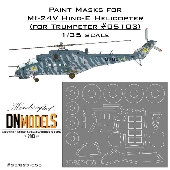 1:35 Paint Masks For Mil MI-24V Hind Attack Helicopter Canopy And Wheels
