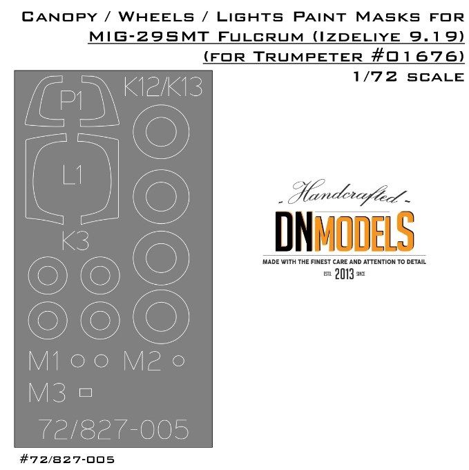 1:72 Canopy, Wheels And Lights Paint Masks For MiG-29SMT (9-19)