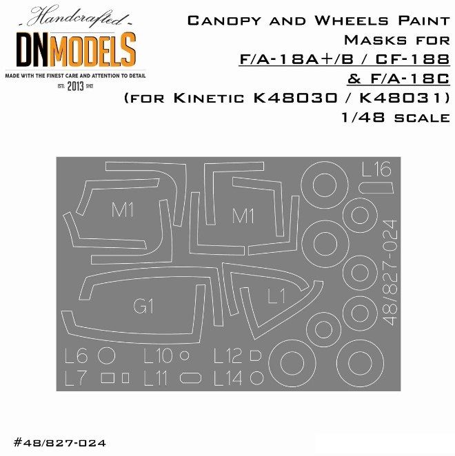1:48 Canopy And Wheels Paint Masks For F/A-18A/B/C And CF-188 Hornet (For Kinetic)