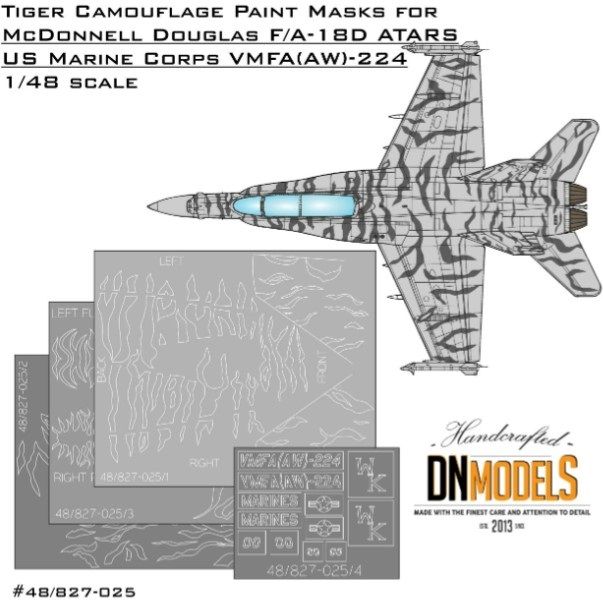 1:48 Tiger Camo Paint Masks For ATARS F/A-18D Hornet VMFA-224