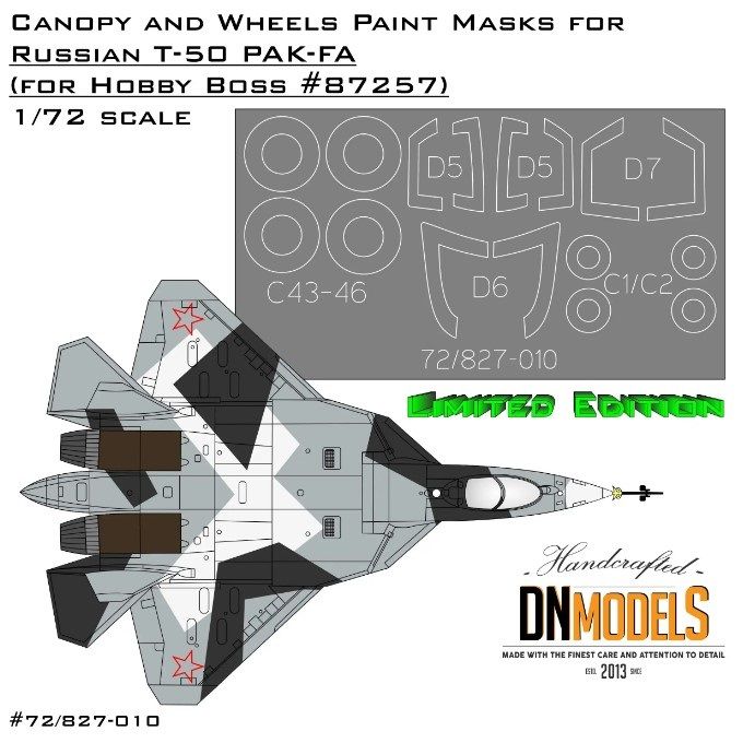 1:72 PAK-FA T-50 Canopy And Wheels Paint Masks Limited Edition