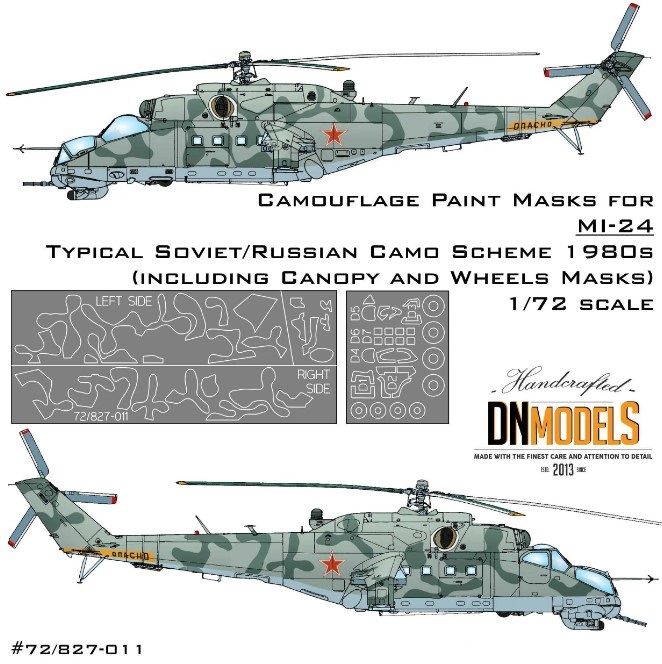 1:72 Paint Masks For Mil Mi-24 Soviet/Russian Camo 1980s With Canopy And Wheels Included