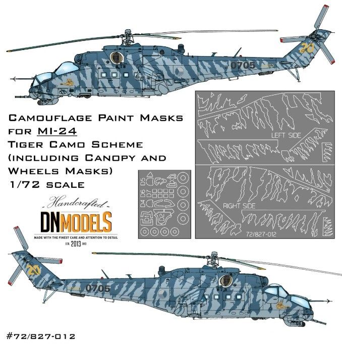 1:72 Paint Masks For Mil Mi-24 Tiger Camo With Canopy And Wheels Included