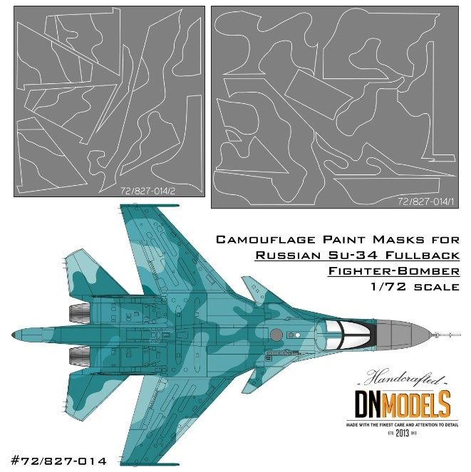 1:72 Su-34 Fullback Camouflage Paint Masks Russian Fighter-Bomber (For Trumpeter)