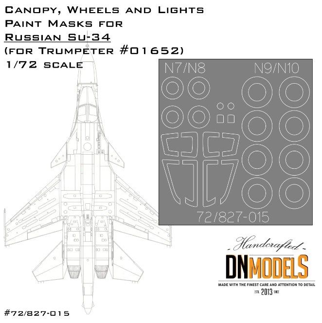 1:72 Su-34 Fullback Canopy, Wheels And Lights Paint Masks (For Trumpeter)