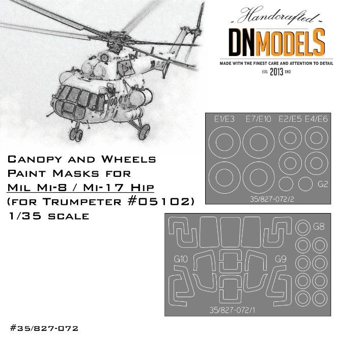 1:35 Paint Masks For Mil Mi-8/Mi-17 Hip Helicopter - Canopy And Wheels (trumpeter)